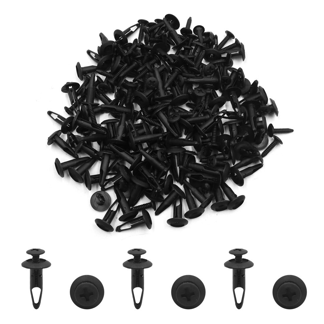 100Pcs Black Plastic 6.5mm Hole Dia Car Push Rivets for Ford Mondeo