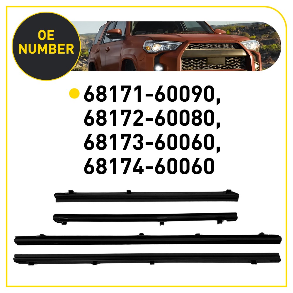 Inner Front & Rear Door Weatherstrip Set of 4 For Toyota 10-24 4Runner GX460