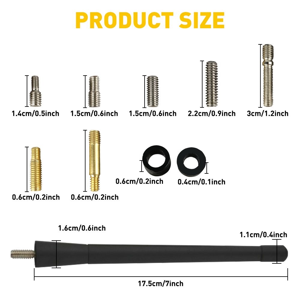 For Chevy Silverado GMC Sierra 7″ Short Car Signal Antenna Radio AM FM Black