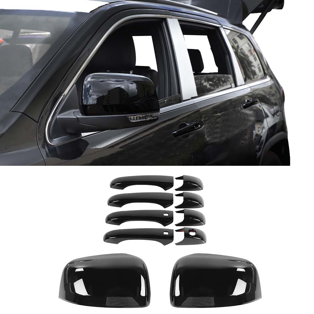 Door Handle Rearview Mirror Shell Trim Cover Kit For Jeep Grand Cherokee 2011-20