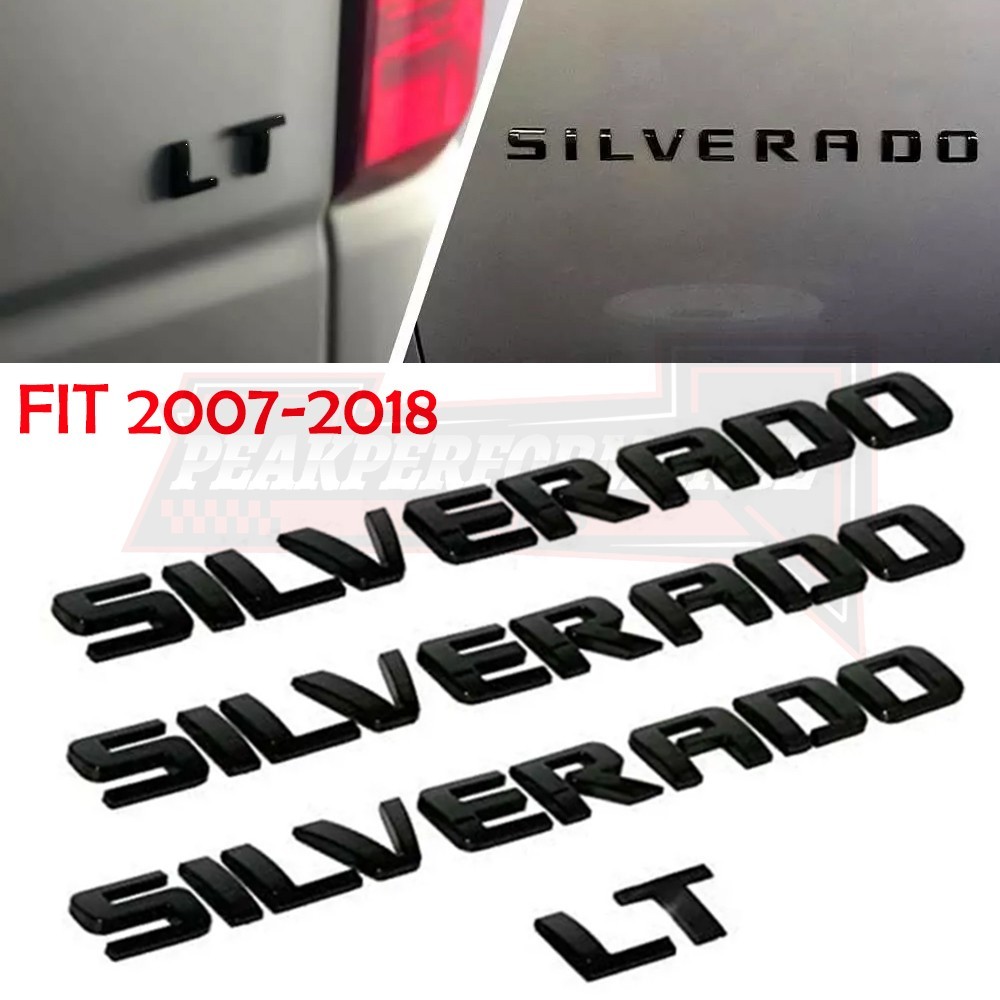 4X Glossy Black Door Rear Emblem for Silverado LTZ 1500 Letters Badge