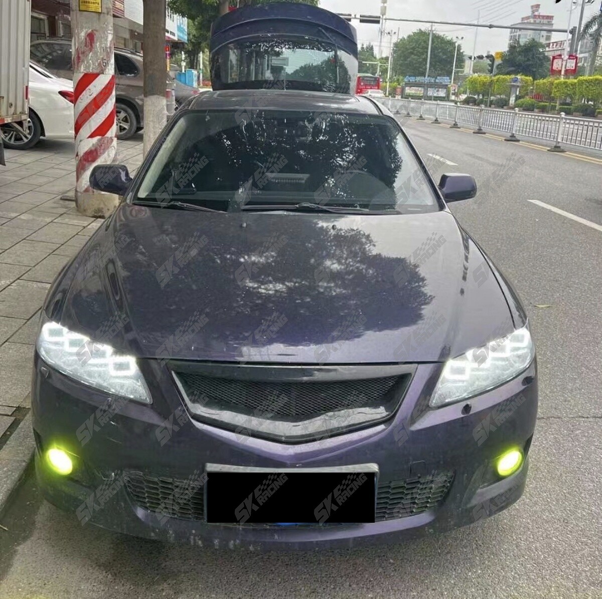 Fits Mazda 6 ABS Carbon Fiber Look/Glossy Honeycomb Mesh Front Hood Grill Grille