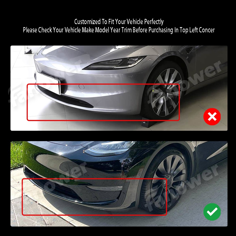 Carbon Look Front Bumper Splitter Spoiler For Tesla Model Y STP-Style 2020-25