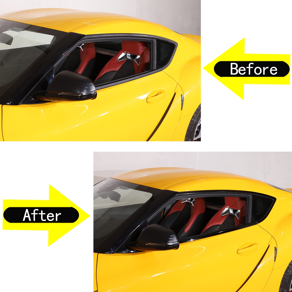 For Toyota Supra A90 19-26 Steel Glossy Black Car Window Trim Strip Cover 6pc US