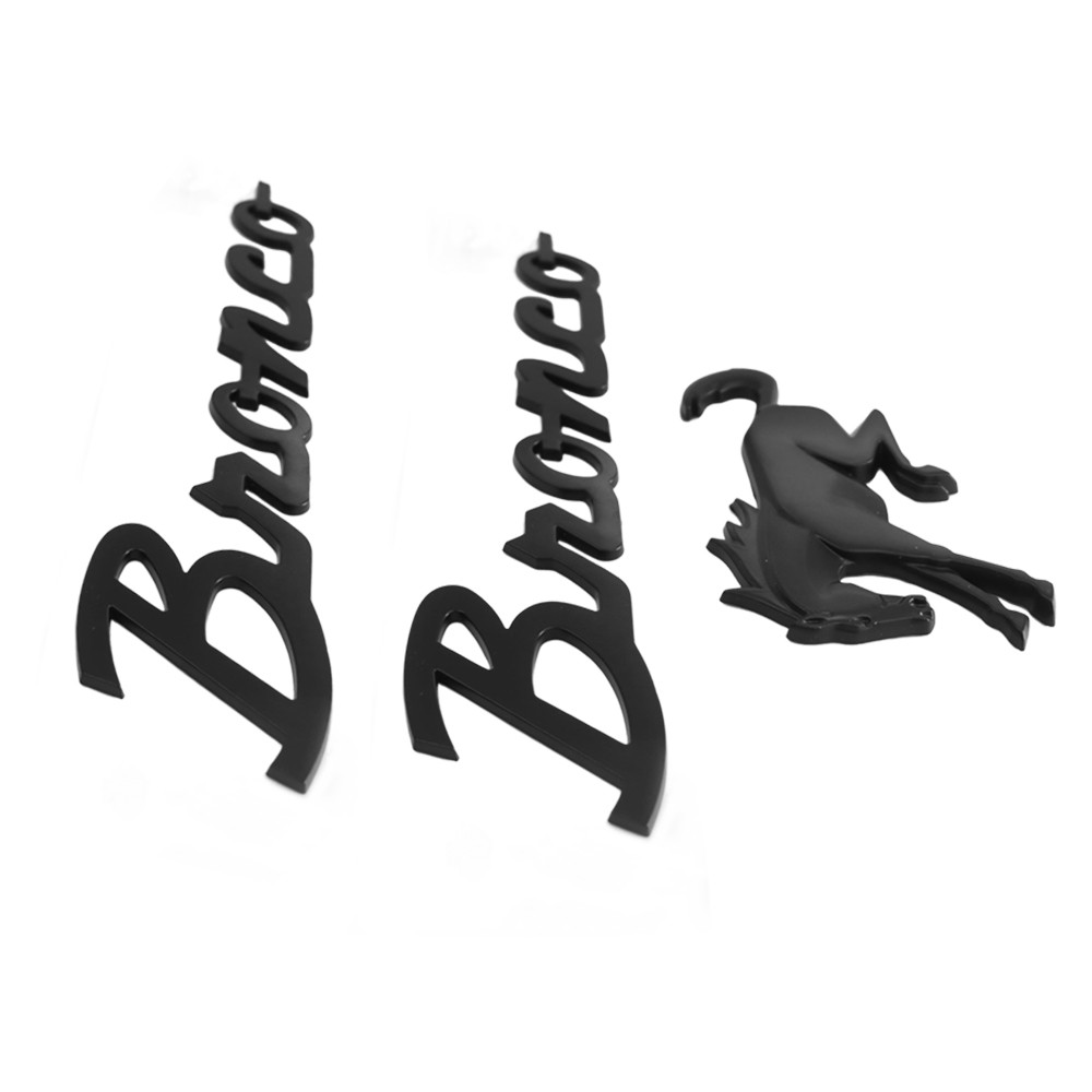 3PCS Set Rear Tailgate Side Fender Emblem For Bronco 2021-2024 Matte Black