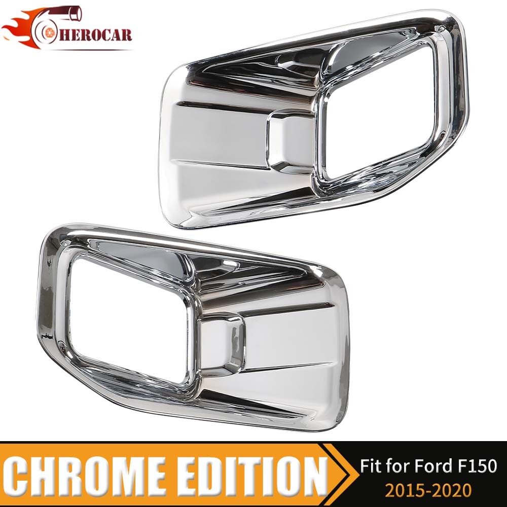 2PCS Chrome Front Bumper Fog Light Lamp Cover Trim For Ford F150 2015-2017 XLT