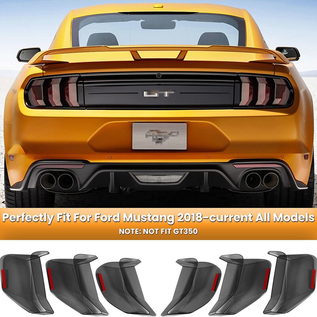 For Ford Mustang 18-22 Accessories Smoked Tail Light Lamp Cover Guard Trim