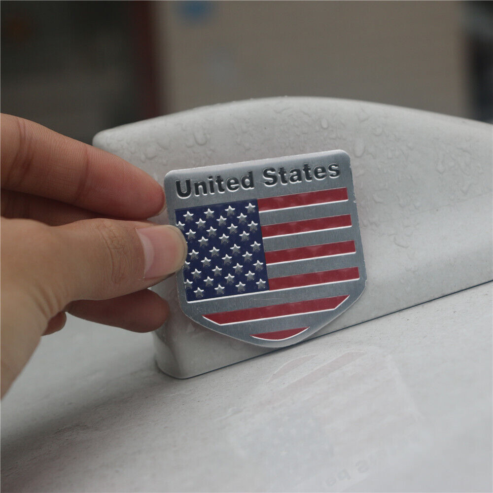 2x Big + 2x Small UNITED STATES Flag Metal Badge Sticker Emblem Decal Car USA GT