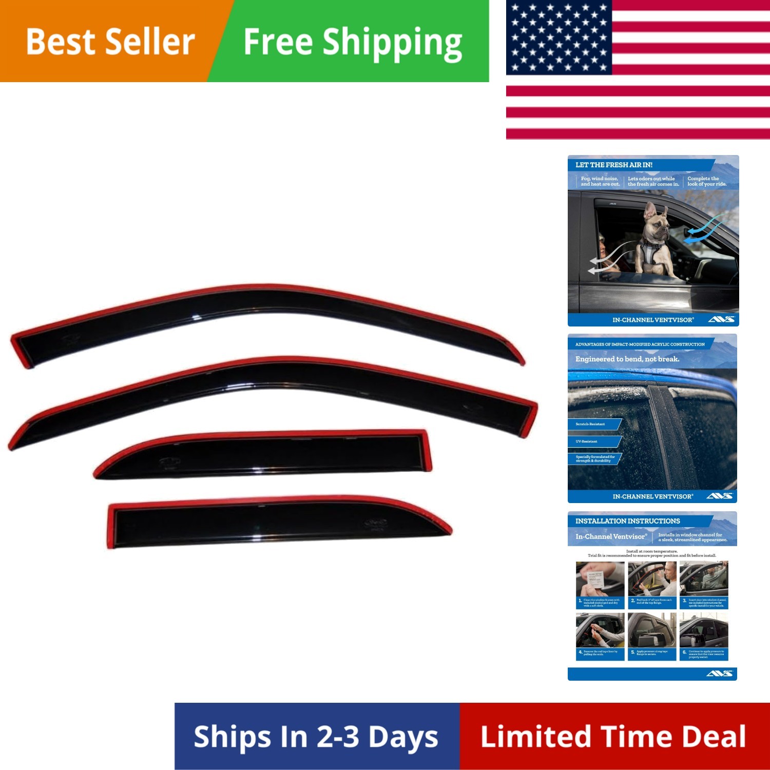 AVS] in-Channel Rain Guards for 2019-2026 Chevrolet/GMC Silverado/Sierra 1500…