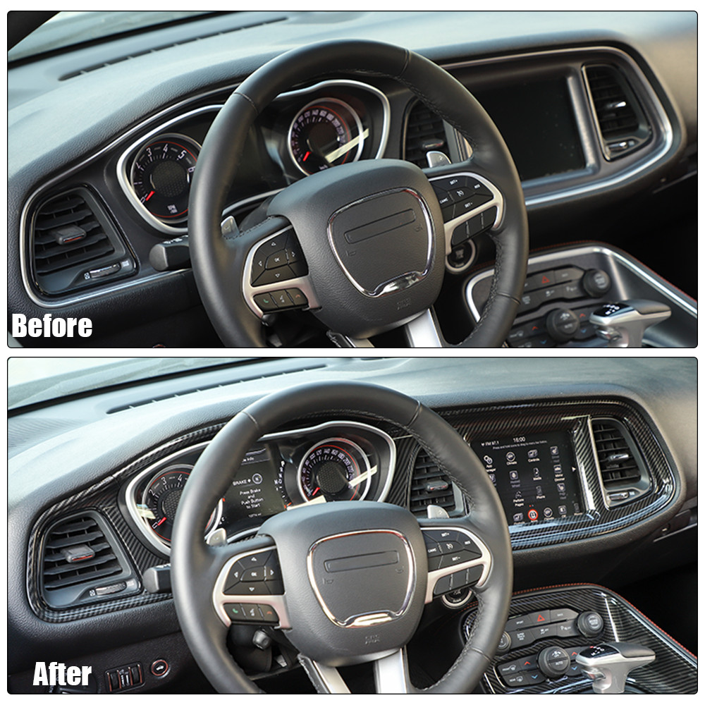Central Control Panel Dashboard Gear Shift Cover Trim Kit for Challenger 2015+