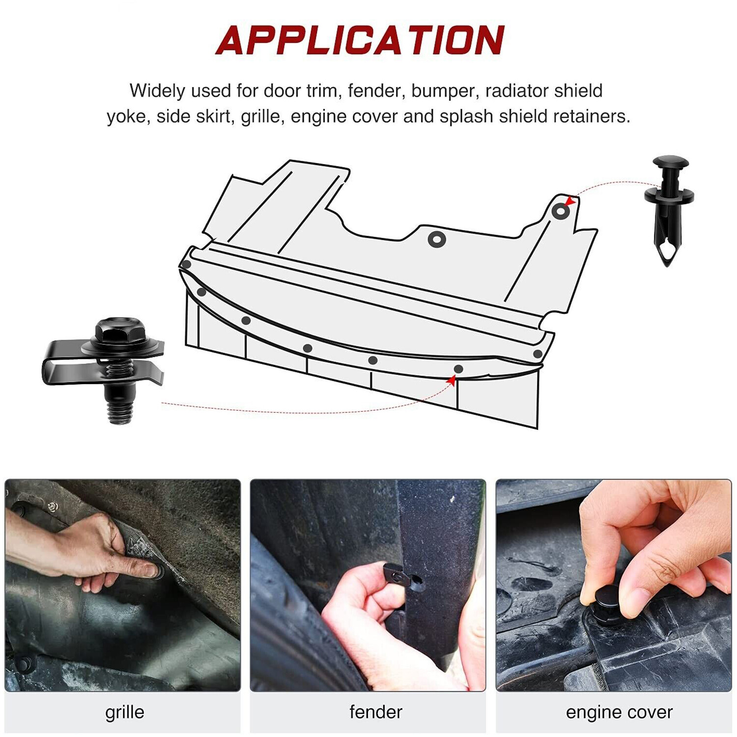 35PCS Engine Under Cover Splash Shield Guard & Body Bolts & Bumper Fender Set