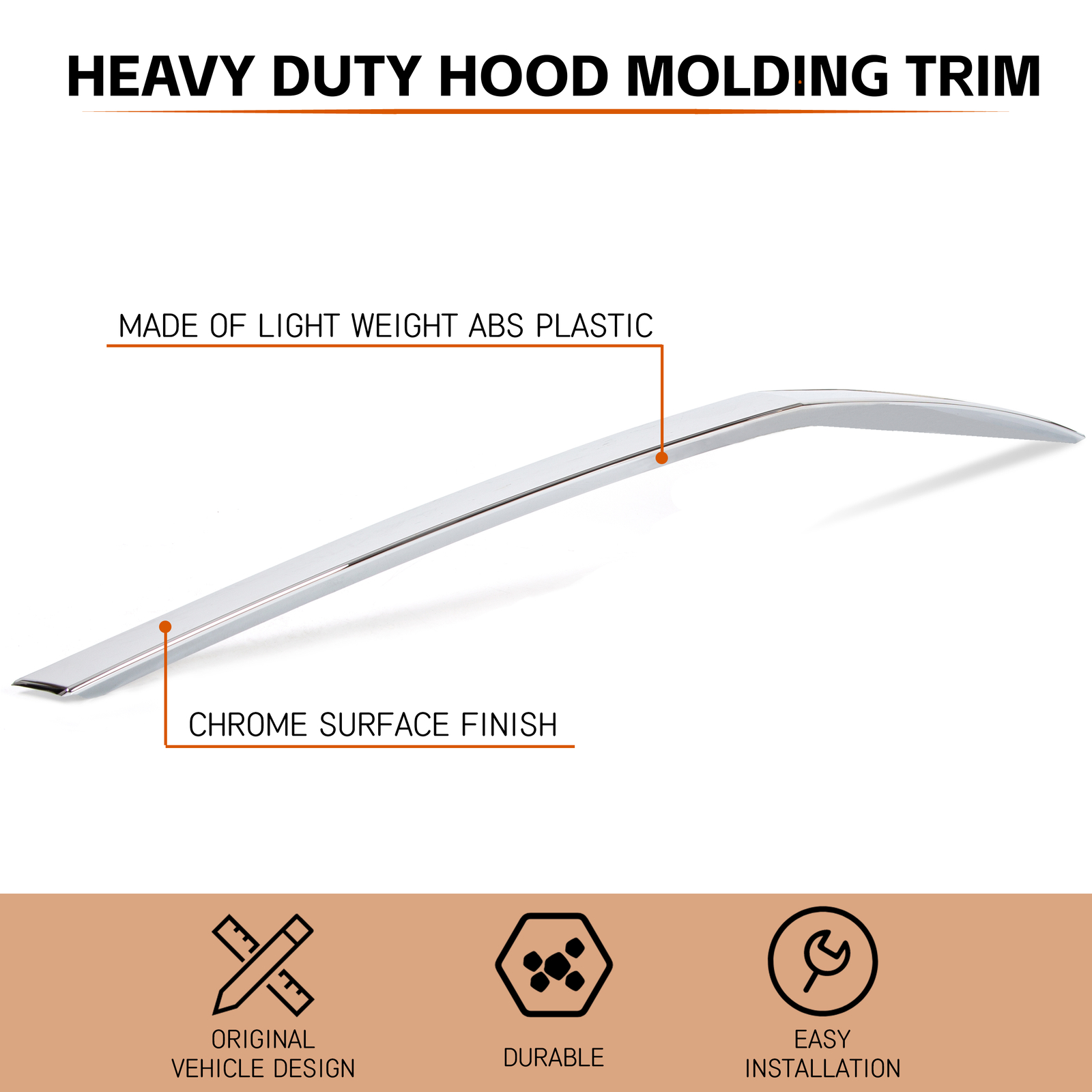 Hood Molding Trim Moulding Chrome For Cadillac SRX 2010-2016 Replace 22774203
