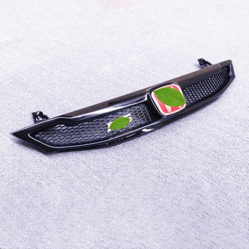 Bright Black Front Honeycomb Center Grille 2009-2011 For Honda Civic Cover Trim