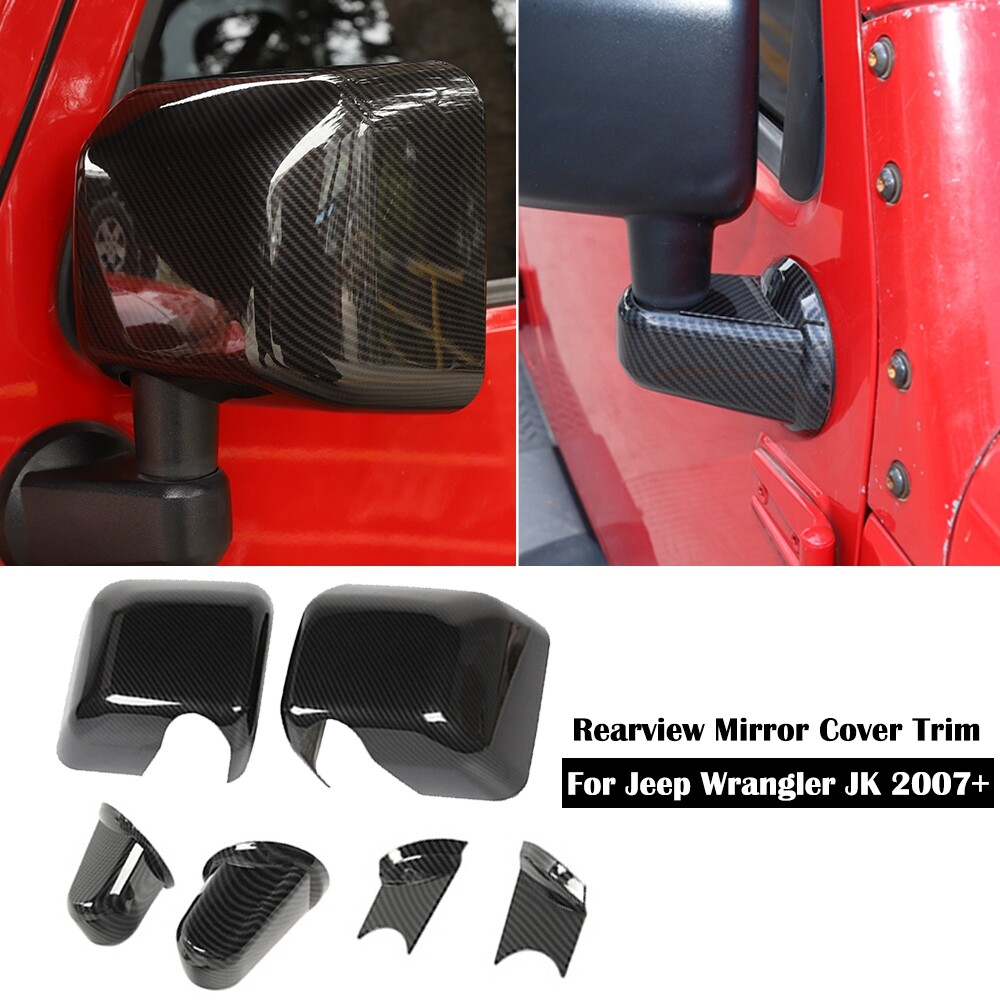 Carbon Fiber rearview mirror base cover trim decor For 2007-17 Jeep Wrangler JK