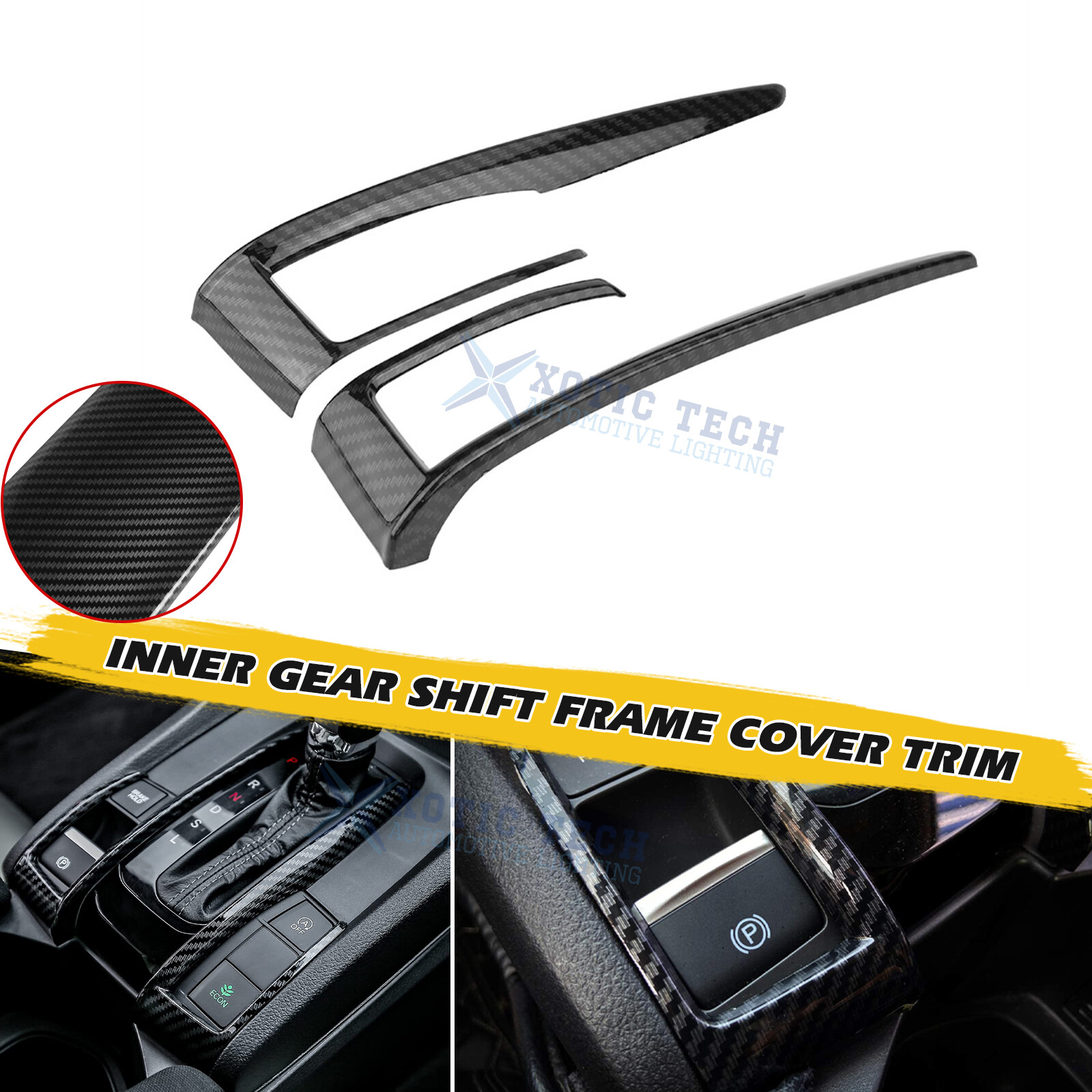 Carbon Fiber Interior Gear Shift Box Strip Cover Trim For Honda Civic 2016-2021