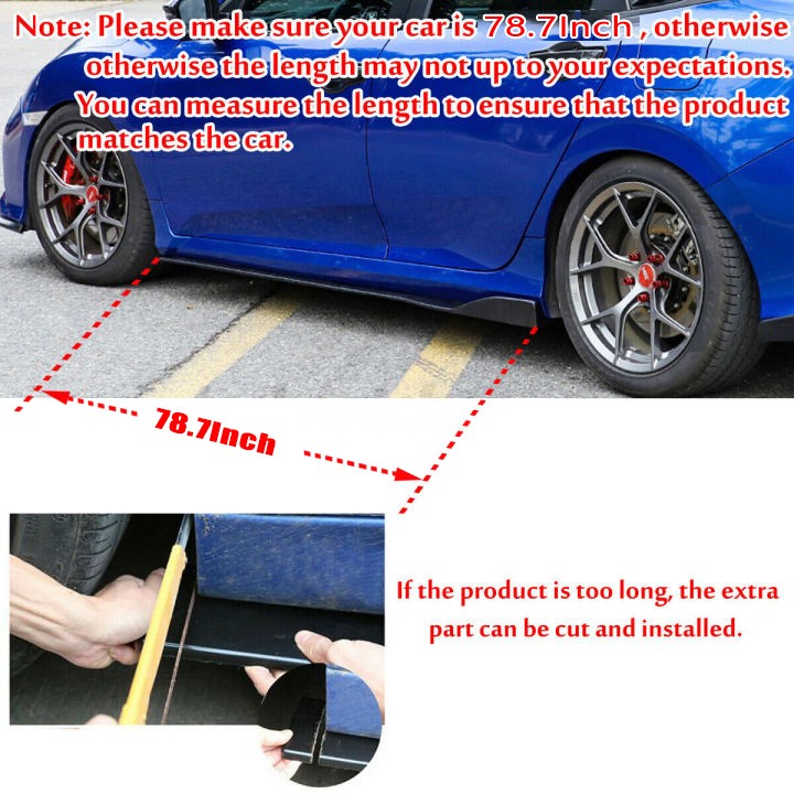 For Acura TL 2000-2014 78.7″ Glossy Black Side Skirt Extension Rocker Panel Lip