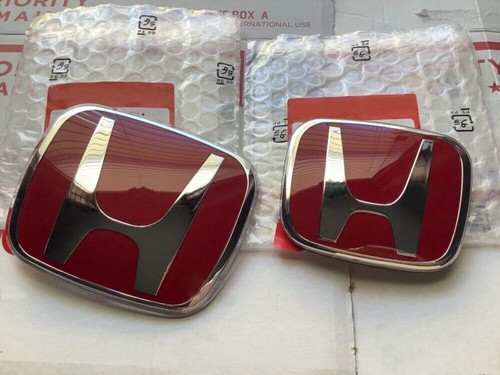 Red Front Grille Trunk Emblem For 2018-23 Honda Accord Sport Touring Badge 2PCS