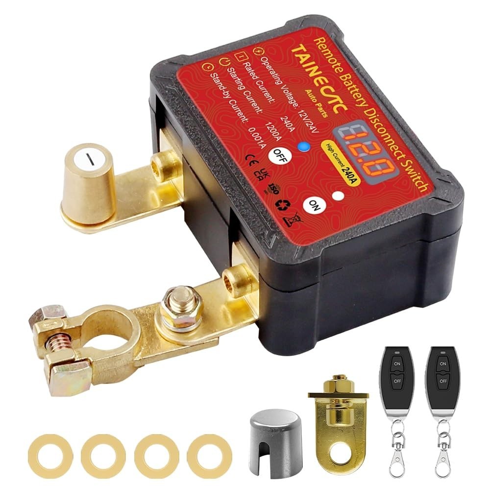 12V 240A Remote Battery Disconnect Switch with LED Display, Anti-Theft, Low Curr