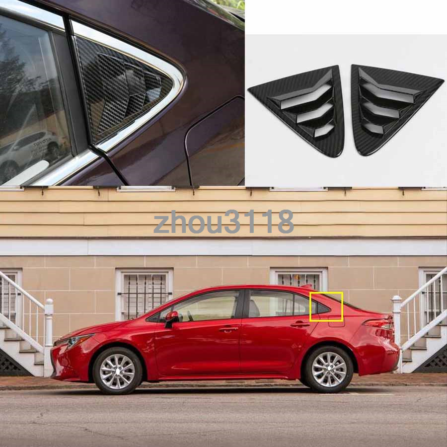 Carbon Fiber Look Rear Triangle False Window Decoration For 2020 Toyota Corolla