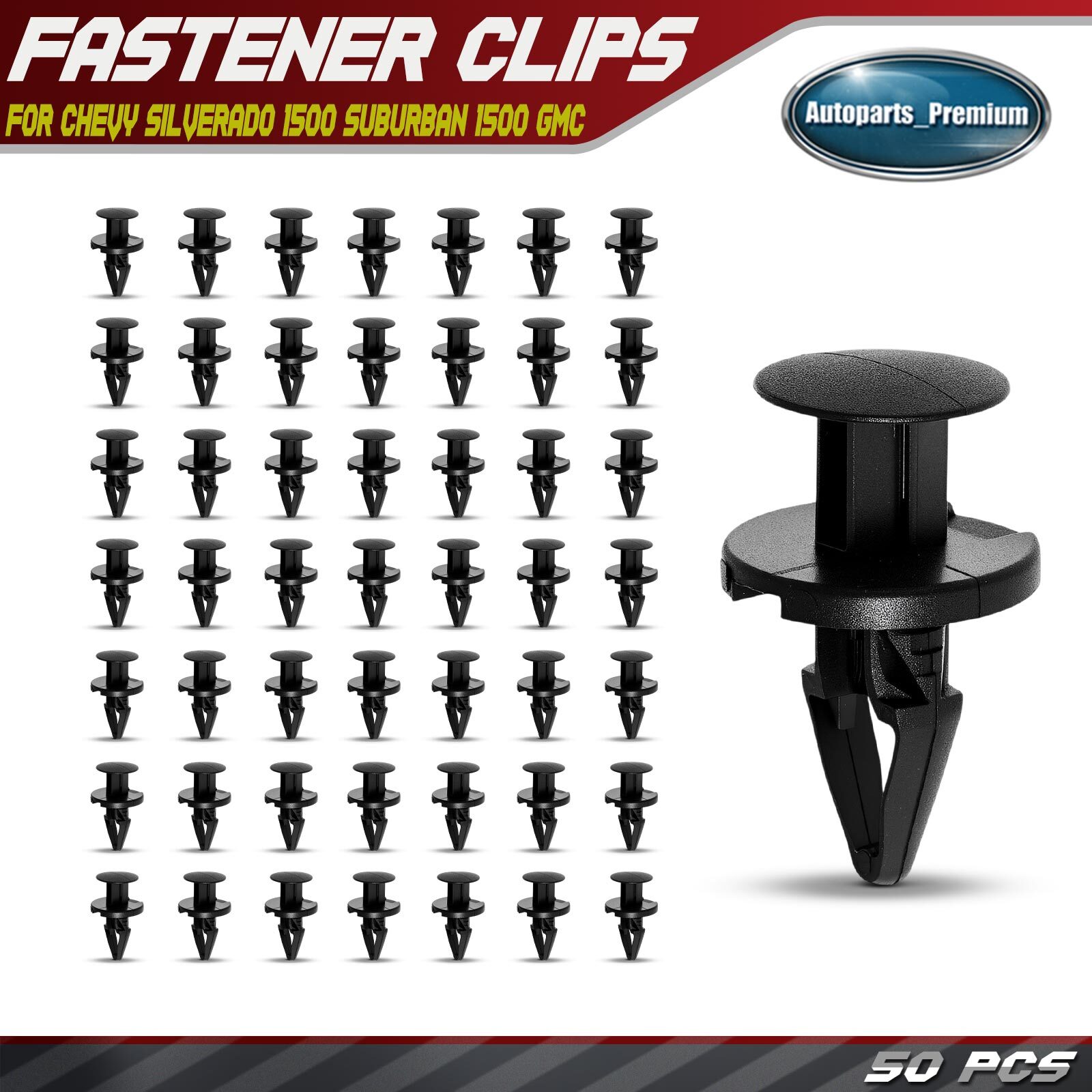 50Pcs 8.5mm Nylon Bumper Fascia Flares & Air Dam Retainer Clips for Chevy GMC