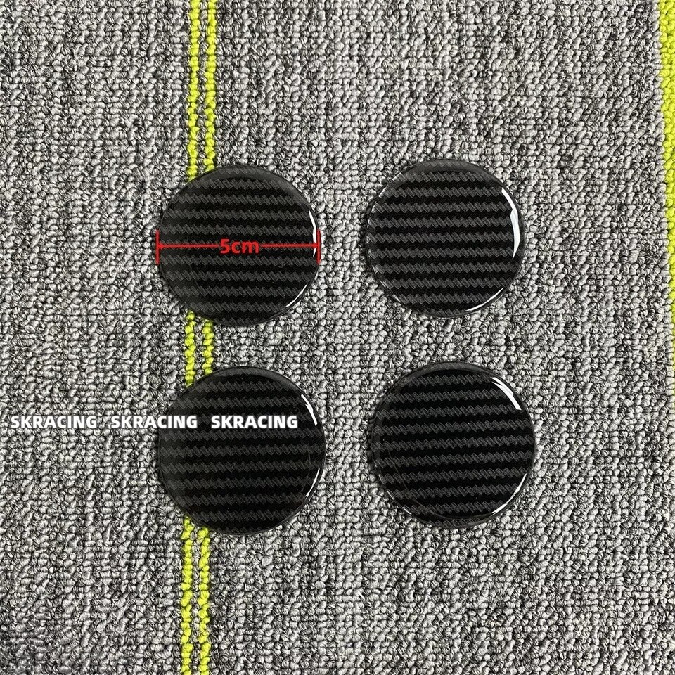 4Pcs 50.0mm ABS Carbon Fiber Look Pattern Wheel Center Hub Cap Sticker Decals