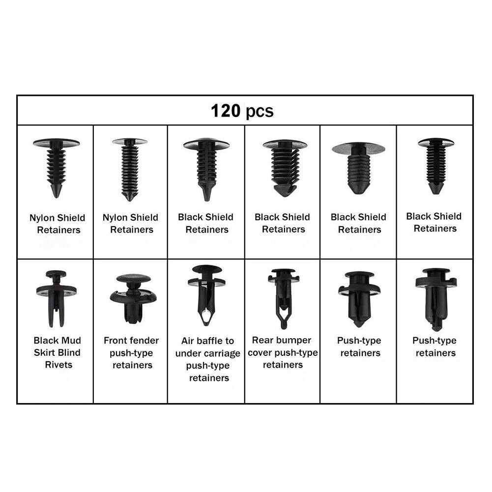 120PCS Bumper Retainer Clips Car Plastic Rivets Fasteners Push Retainer Kit US