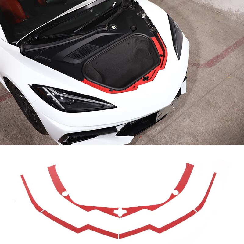 Red Frunk Trunk Front Nose Latch Plate 8PCS For 2020-2024 C8 Corvette Stainless