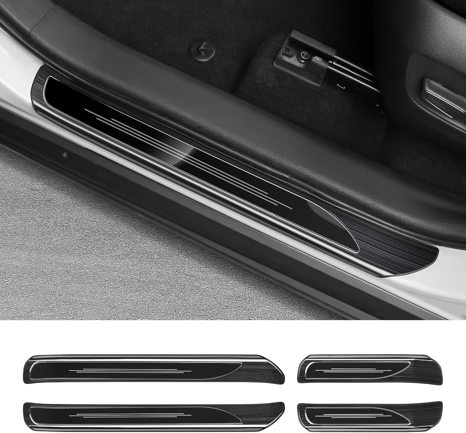 4PCS Door Sill Protector for Toyota 2025 2024 2023 2022 2021 Black Brushed