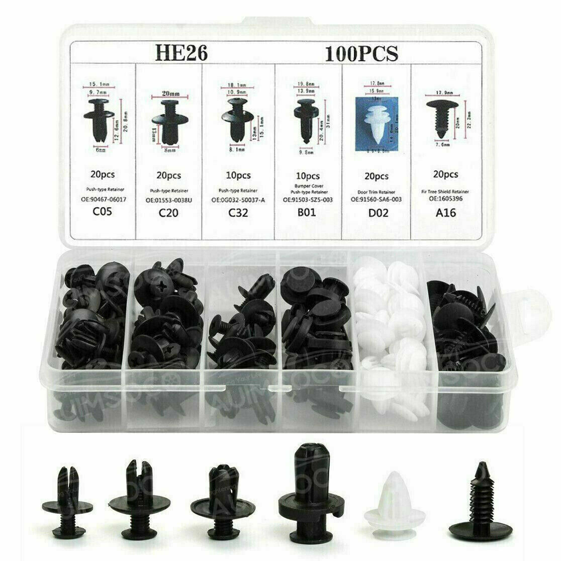 100Pc Clip Trim Car Push Pin Rivet Bumper Door Panel Retainer Fastener Brand New