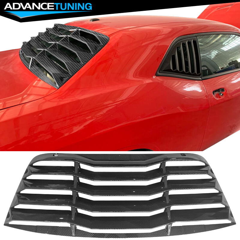 Fits 08-23 Dodge Challenger Carbon Fiber Print Rear Window Louver Sun Shade Vent