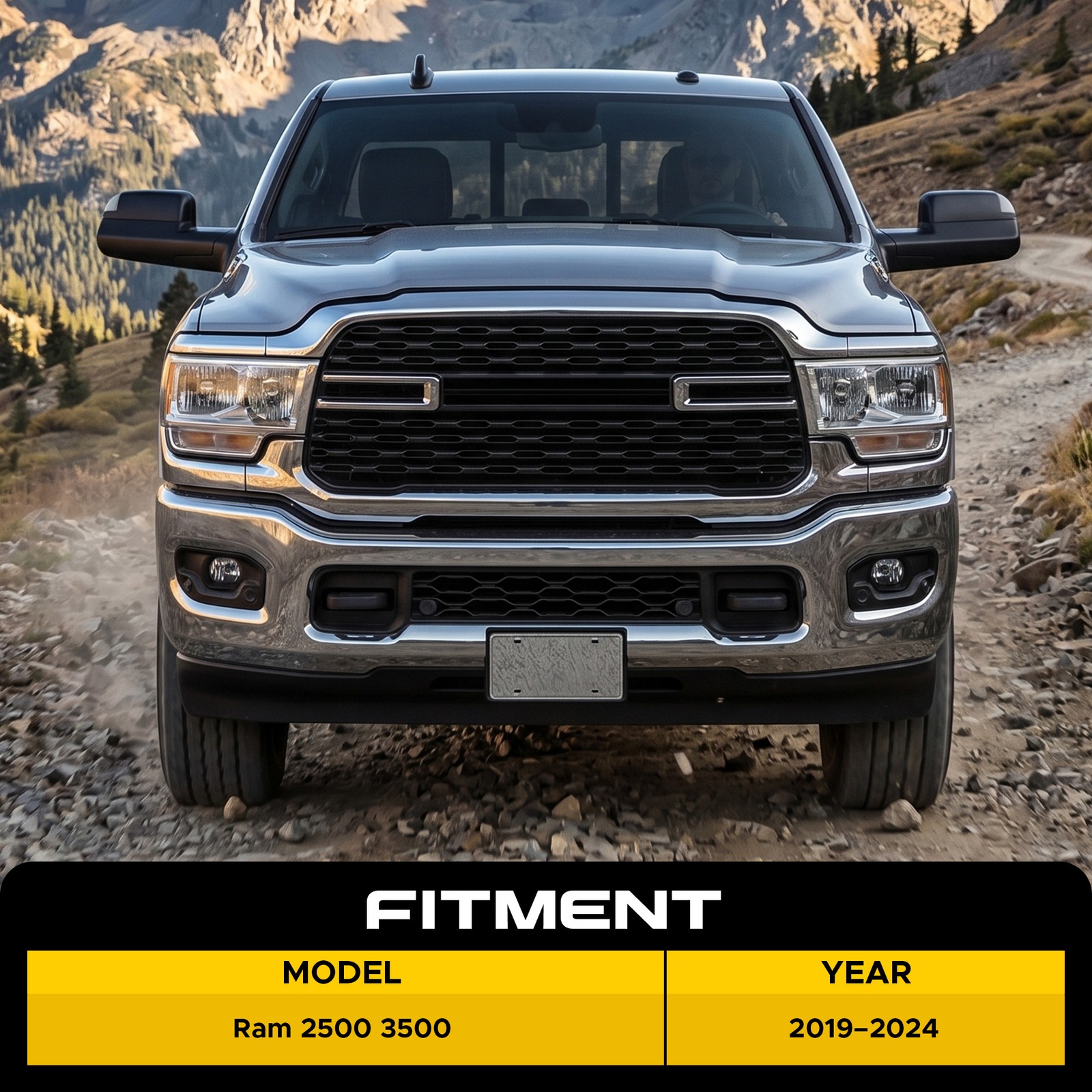 For 2019-2024 Ram 2500 3500 Front Bumper Lower Grille Headlight Molding Chrome