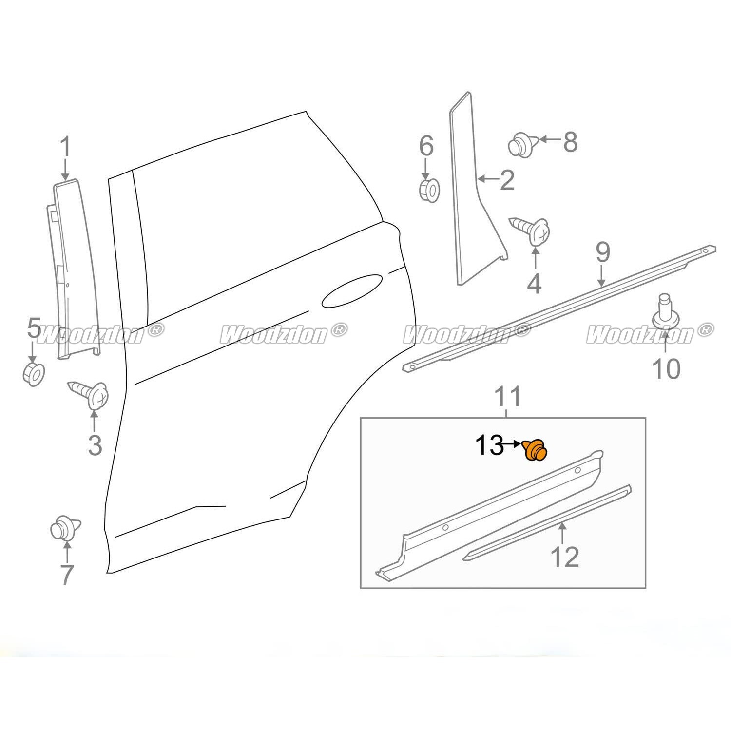 50pcs Door & Rocker Panel Molding Retainer Clip w/ Sealer for Ford W716352-S300