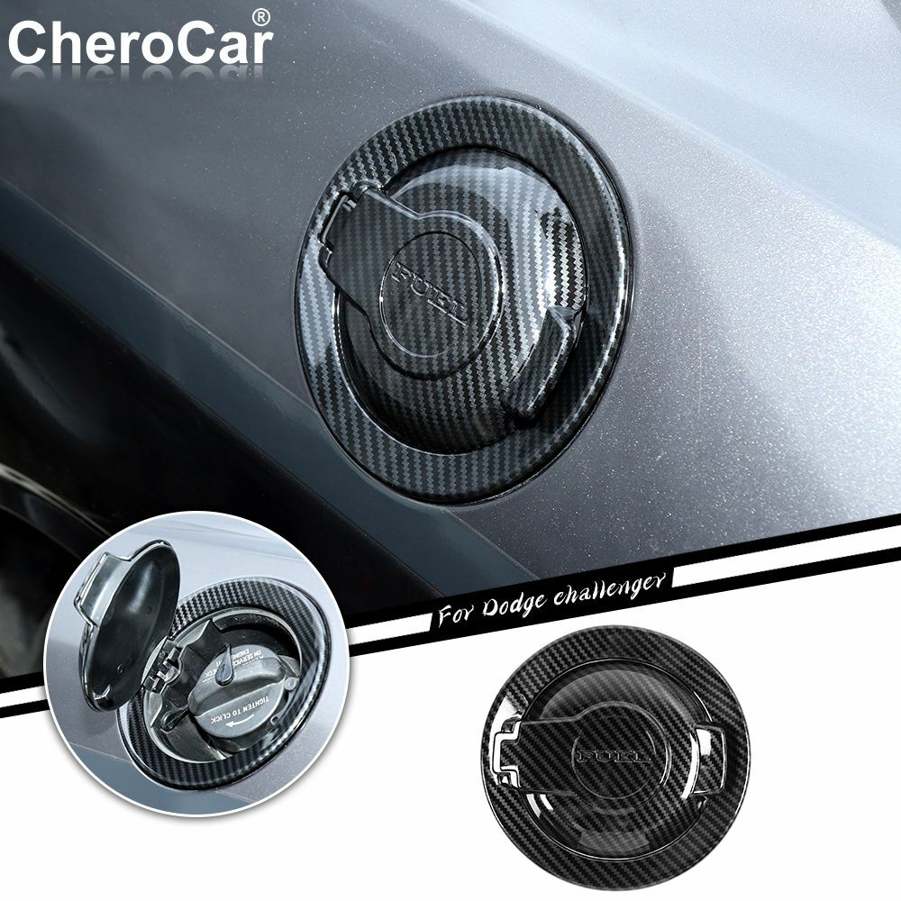 Carbon Fiber Fuel Tank Cover Trim Accessories Gas Door For Dodge Challenger 09+