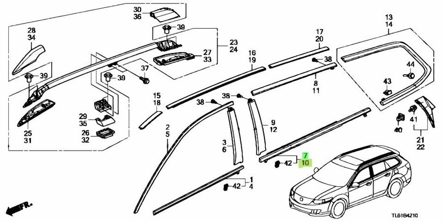 Honda Genuine OEM Parts Molding ASSY. R&L set 72950-TL4-003 & 72910-TL4-003