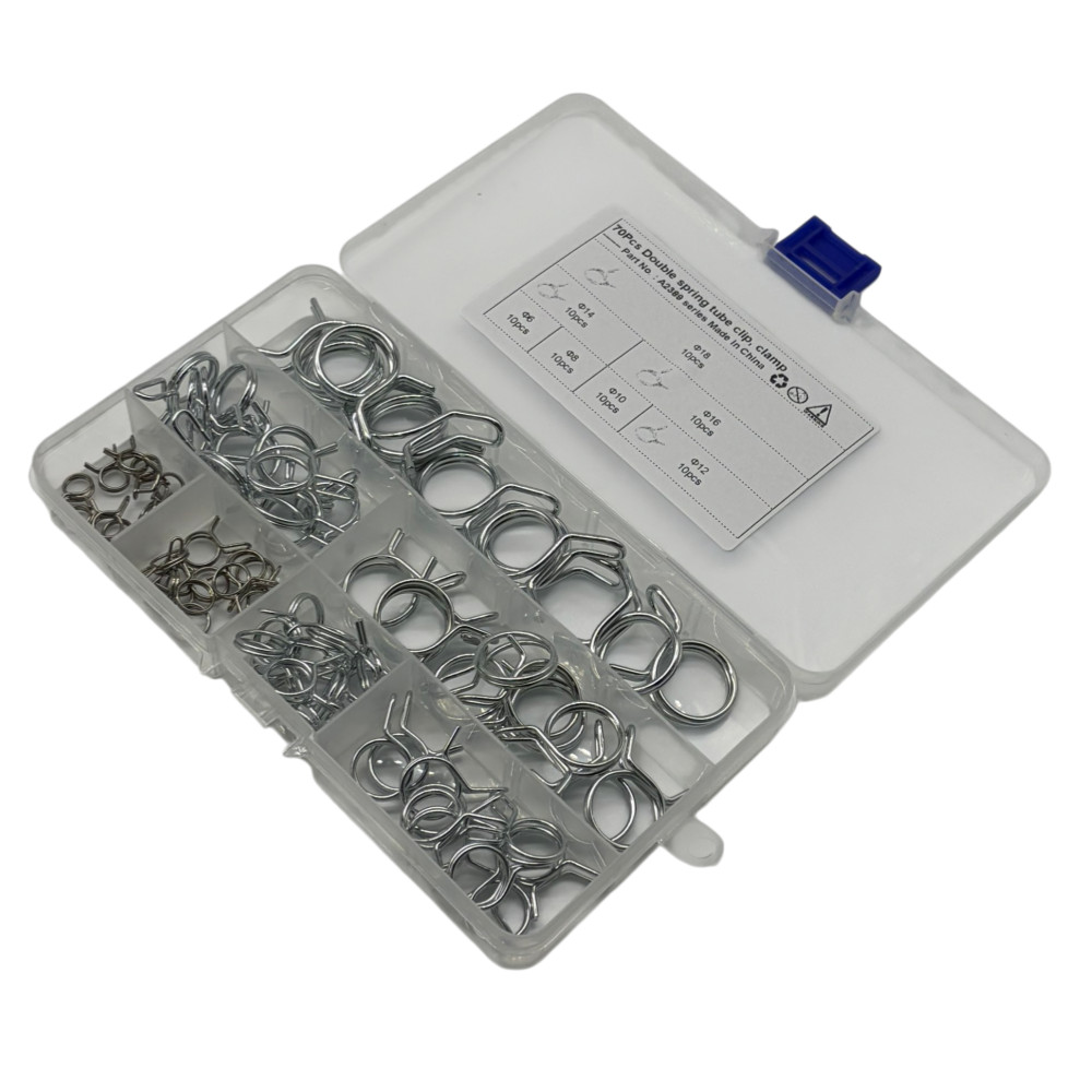 Hose Spring Clamps Φ6-Φ18Fastener Fuel Water Line Pipe Air Tube Clips Kit 70PCS