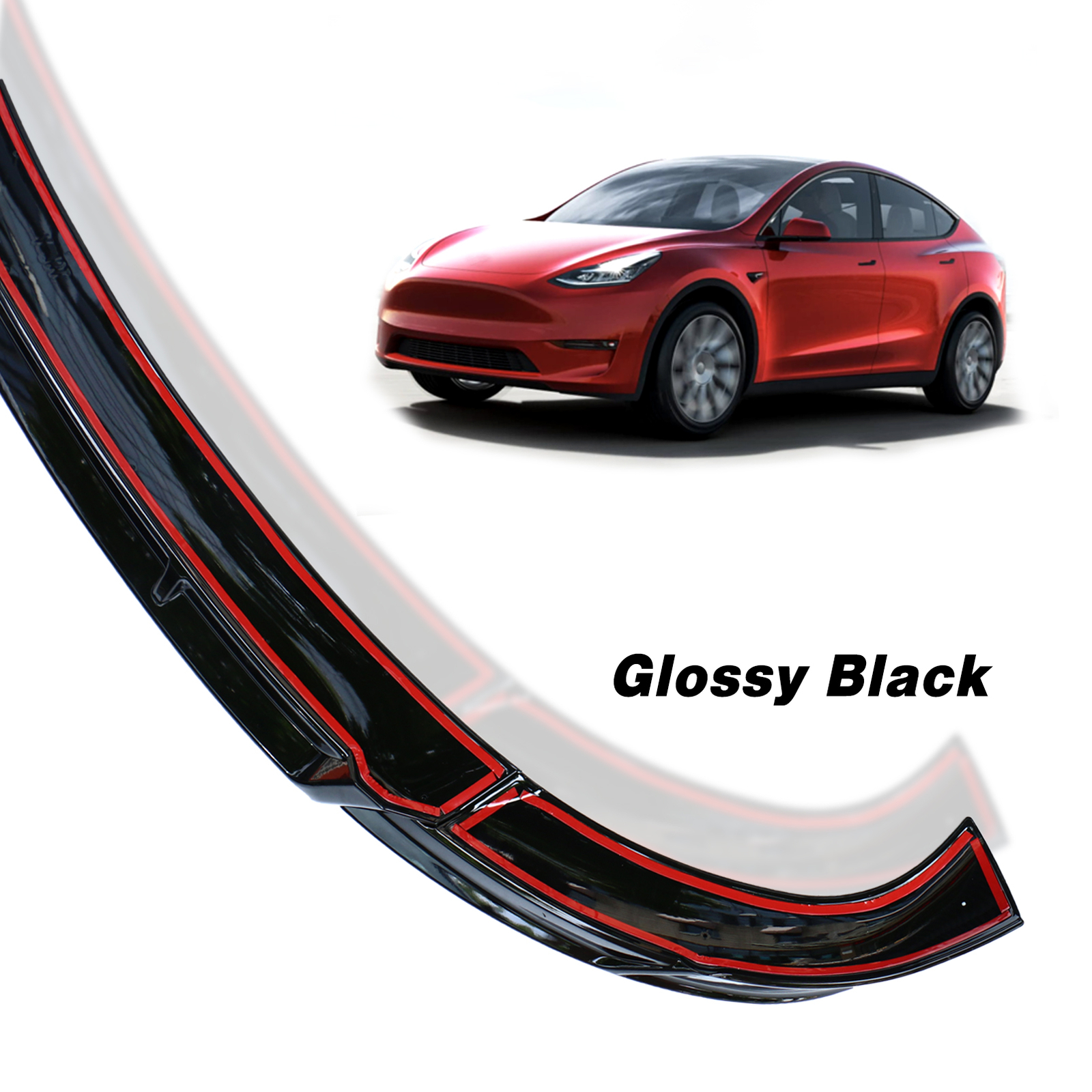 Front Bumper Lip Spoiler Wing For 2021 2022 2023 Tesla Model Y (Glossy Black)