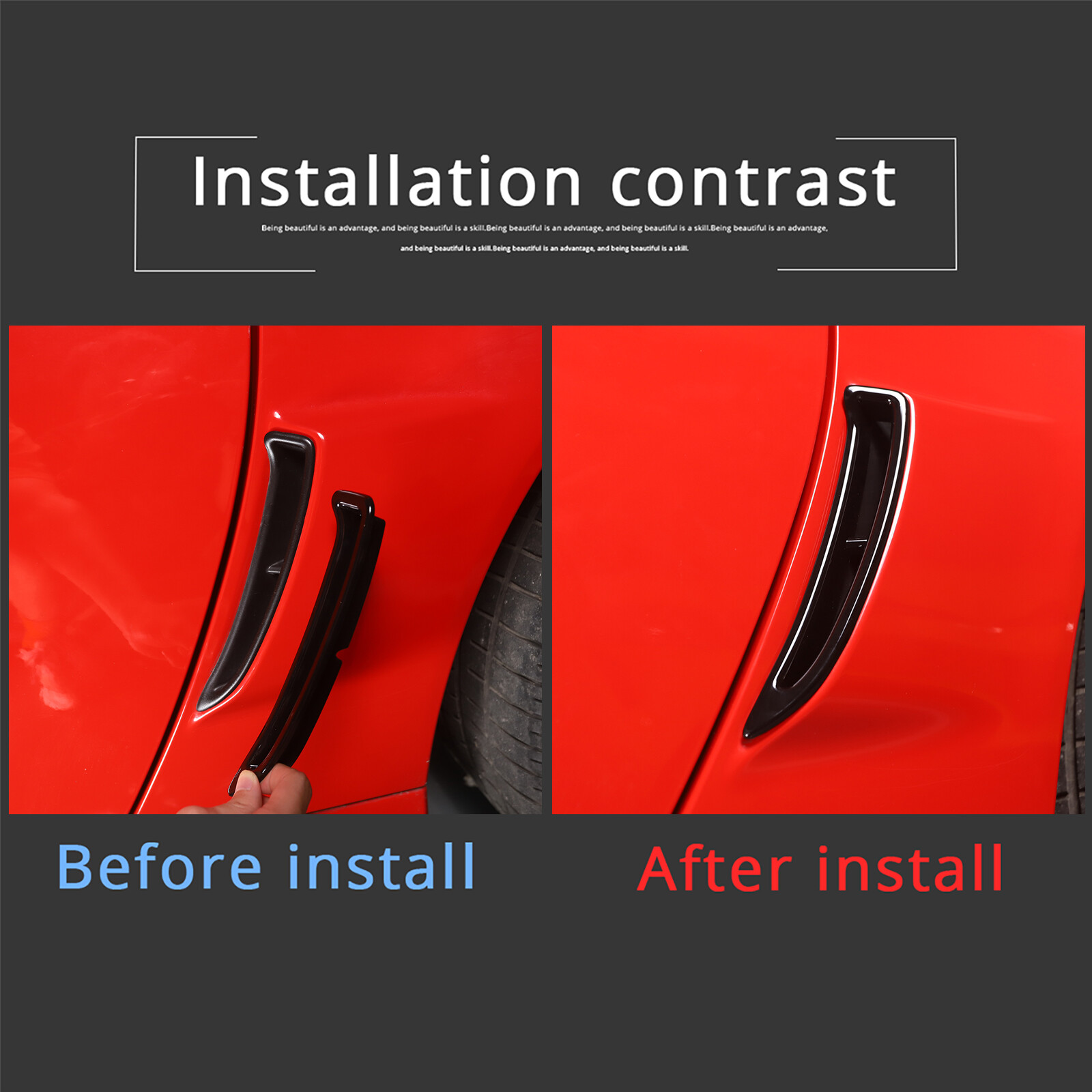 Black Rear Side Fender Vents Air Duct Spoiler Trim For Corvette C6 2005-2013 2PC