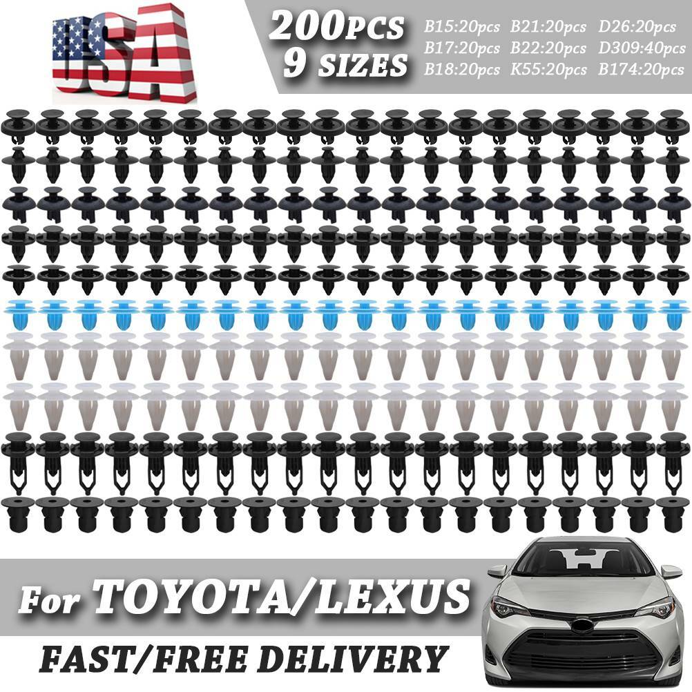 200x For Toyota Engine Cover Inner Apron Fender Clips Screw Rivets 7-8-9mm Hole▲