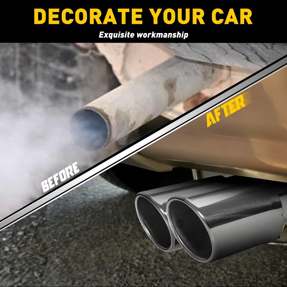 Chrome 2.5in” Car Stainless Steel Rear Exhaust Pipe Tail Muffler Accessories Tip