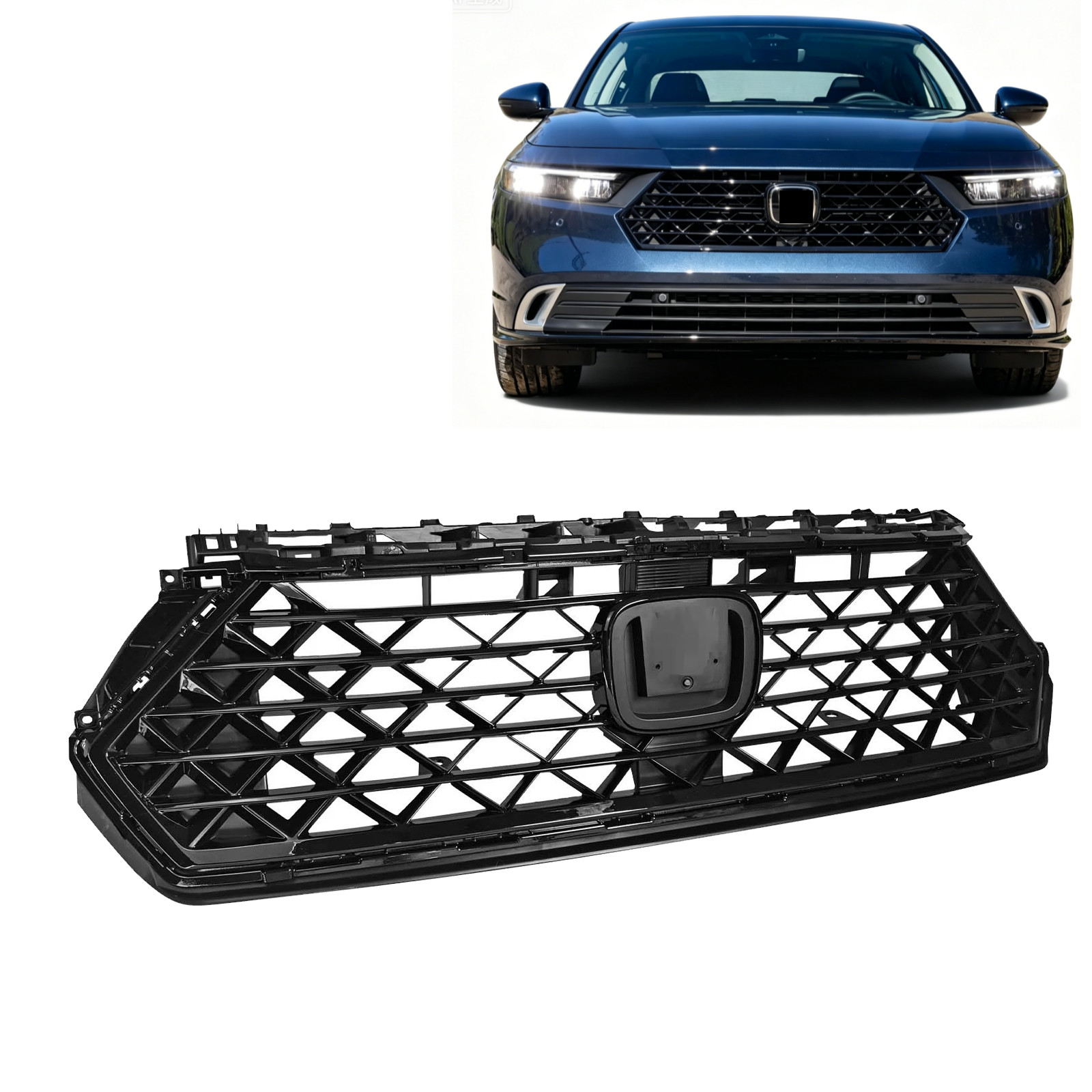 For 2023-2024 Honda Accord 71200-30A-A01 Front Bumper Upper Grille Grill Black