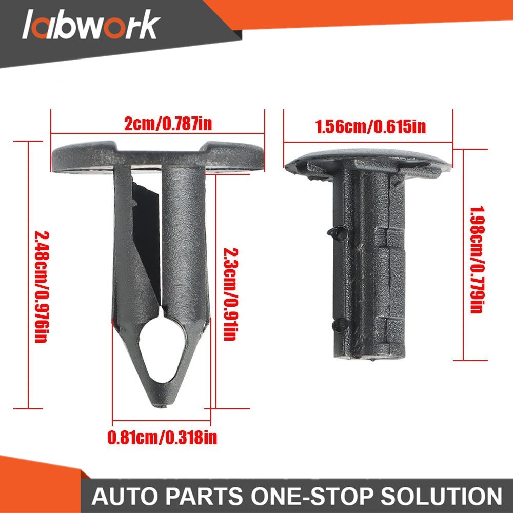 Labwork 100p 8mm Car Hole Push Pin Clips Plastic Rivets Fastener Fender Bumper