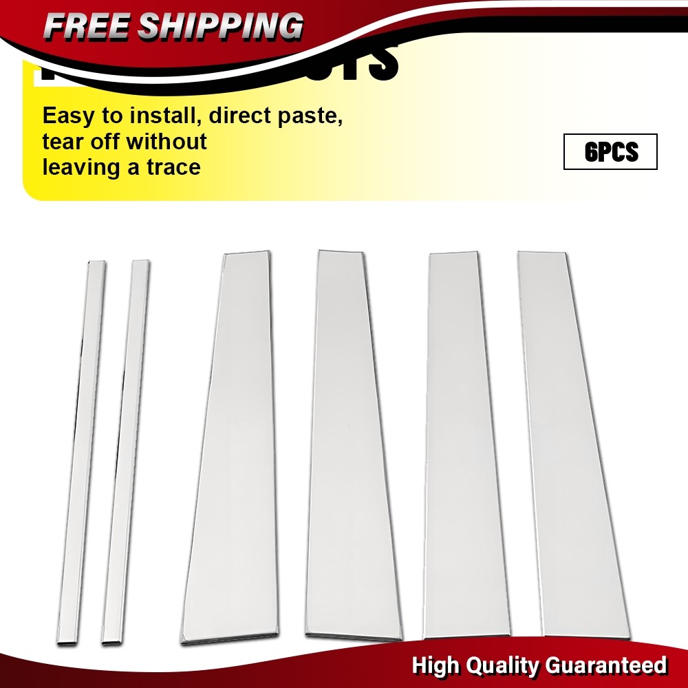 6PCS Pillar Post Pre Cut Door Window Trim Chrome For 1997-2017 Lincoln Navigator