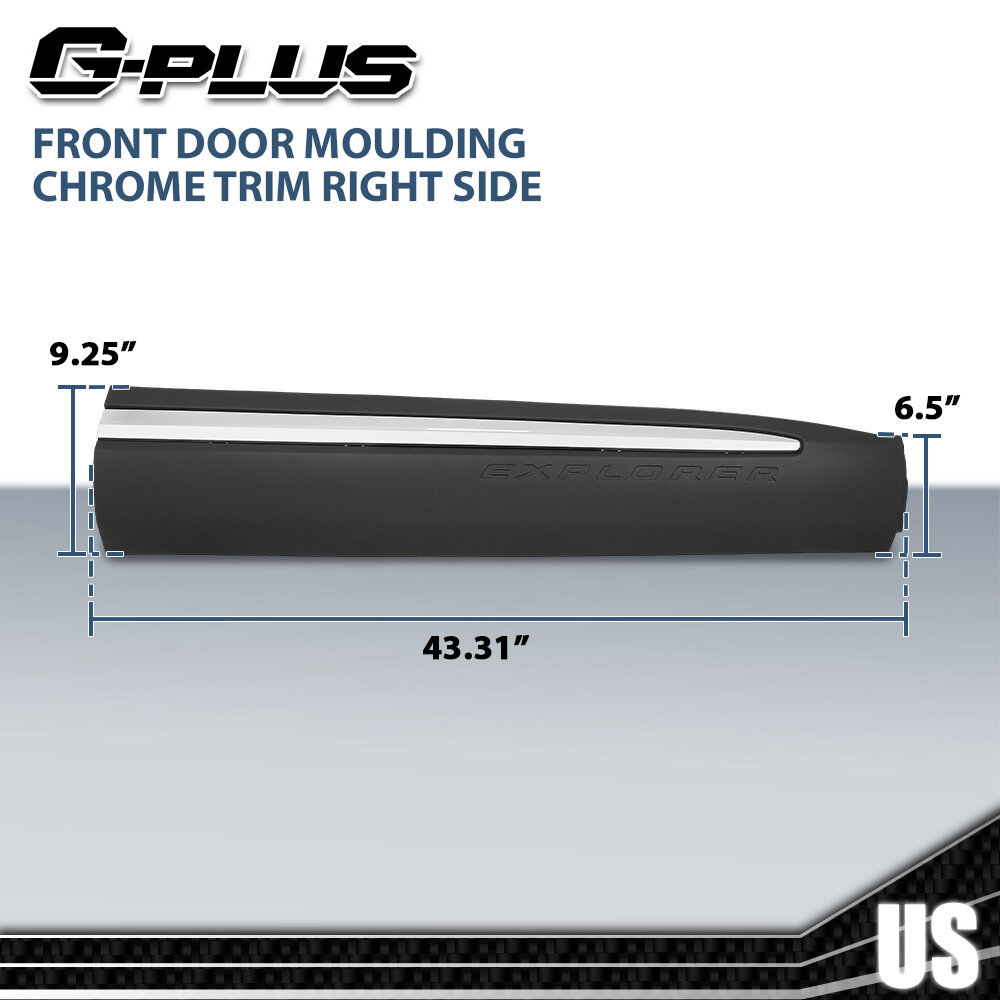 Fit For 2020-2023 Ford Explorer Front Door Lower Molding w/Chrome Trim Right