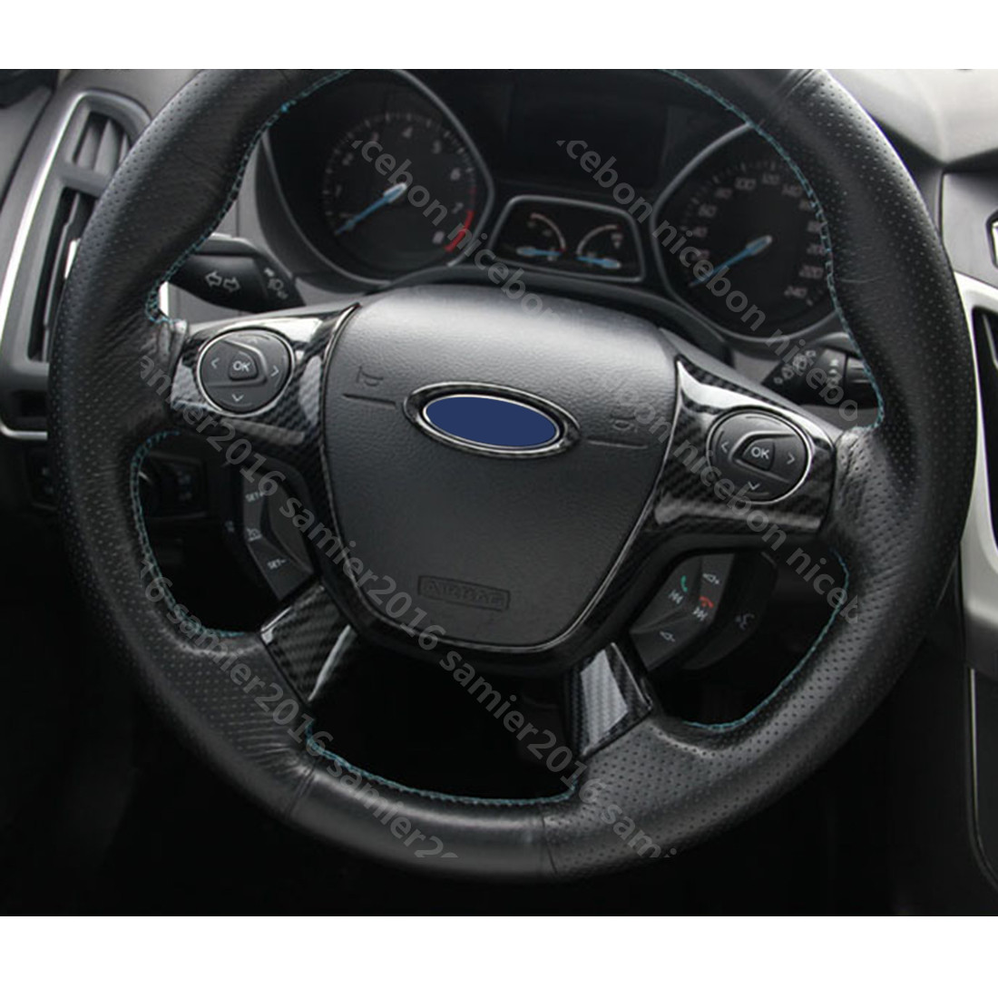 3pc Carbon fiber color Steering Wheel Cover fit For ford Focus Escape Kuga c-max