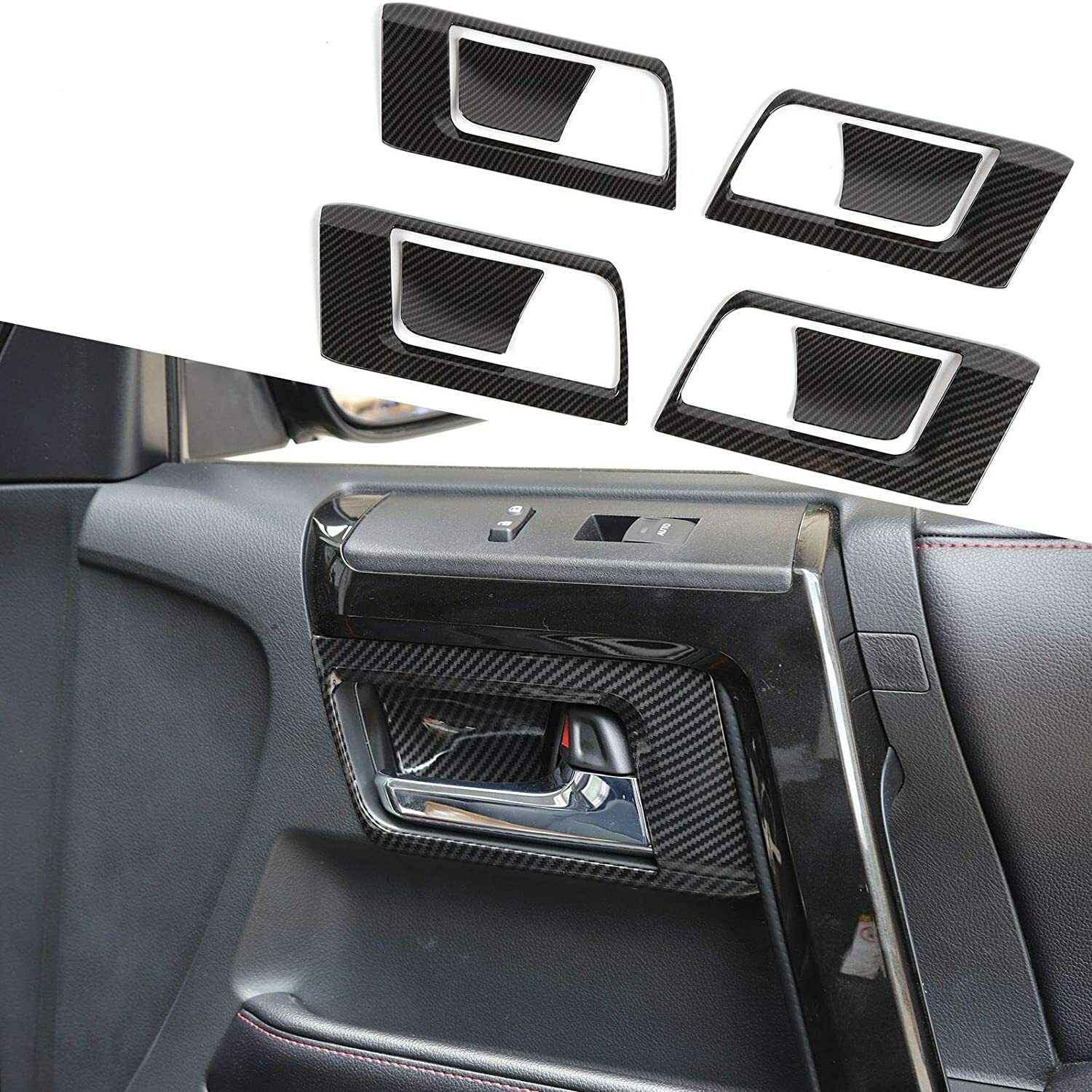 Carbon Fiber Interior Door Handle Bowl Cover trim For 2010+ 4Runner Accessories