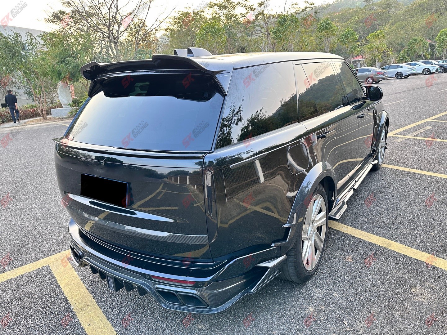Rear Middle Spoiler+Roof Wing Fits Land Rover Range Rover 23-26 Dry Carbon Fiber