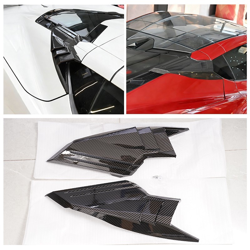 2X Carbon Fiber Rear Upper Intake Port Cover For 2020-2026 Corvette C8 Z51 Z06