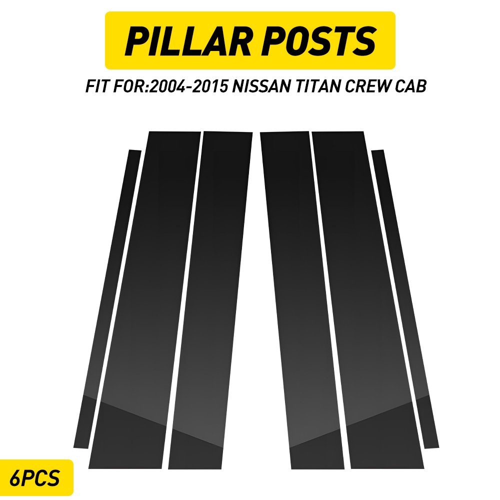 For 2004-2015 Nissan Crew Titan Cab Pillar Posts Cover Door Trim Glossy Black ED