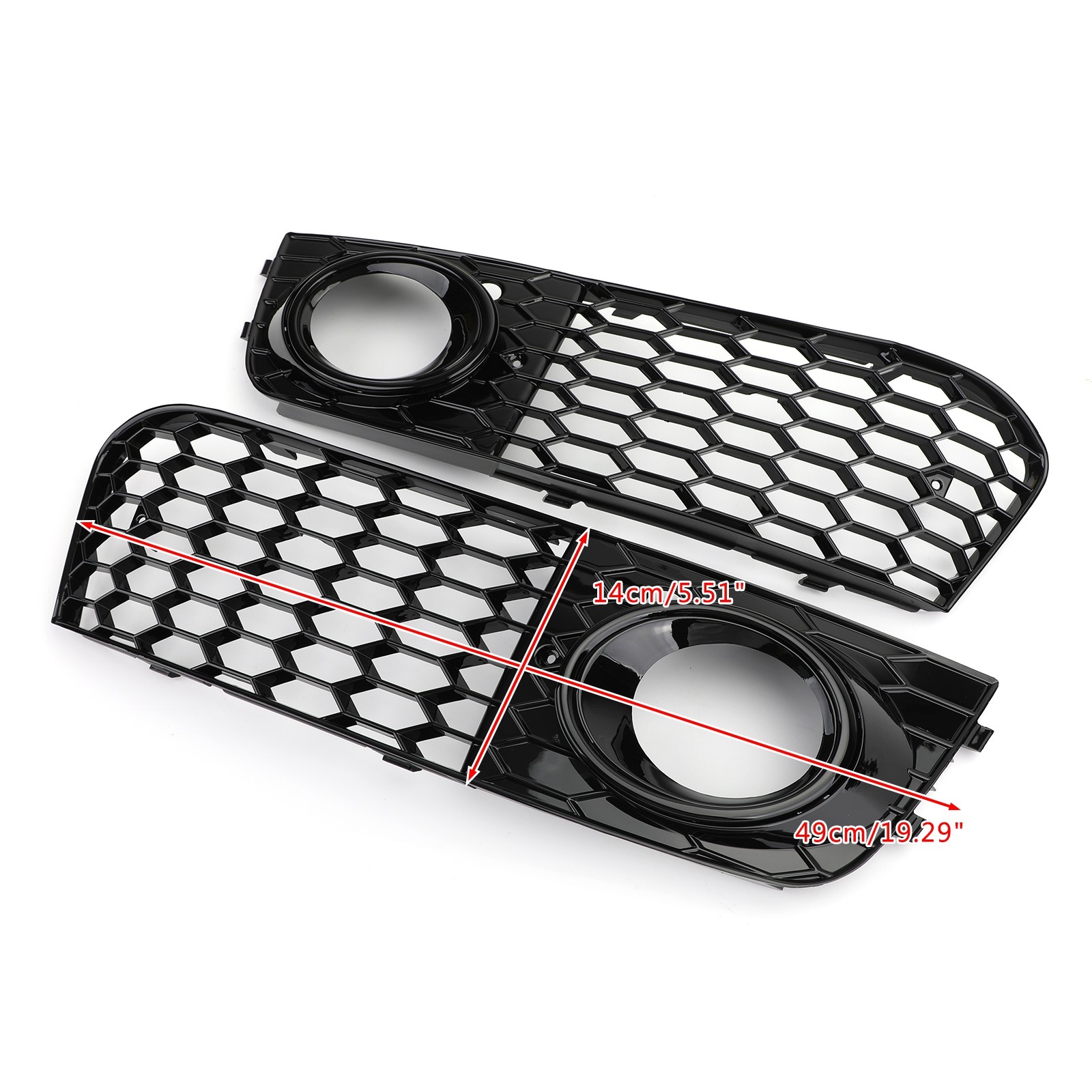 Pair Honeycomb Mesh Fog Light Open Vent Grill Intake For Audi A4 B8 2009-2012 US