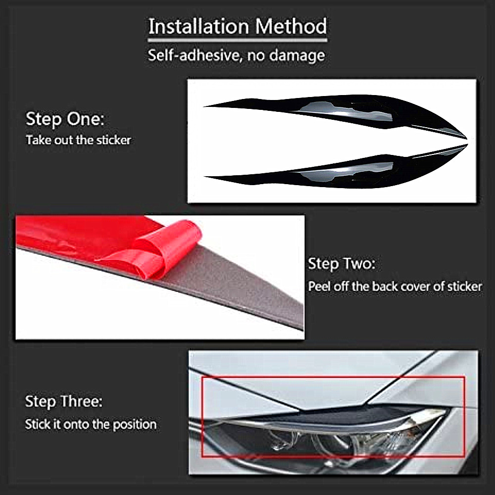 For BMW 3Series F30 F31 2012-18 Car Headlight Eye Lid Eyebrow Cover Glossy Black